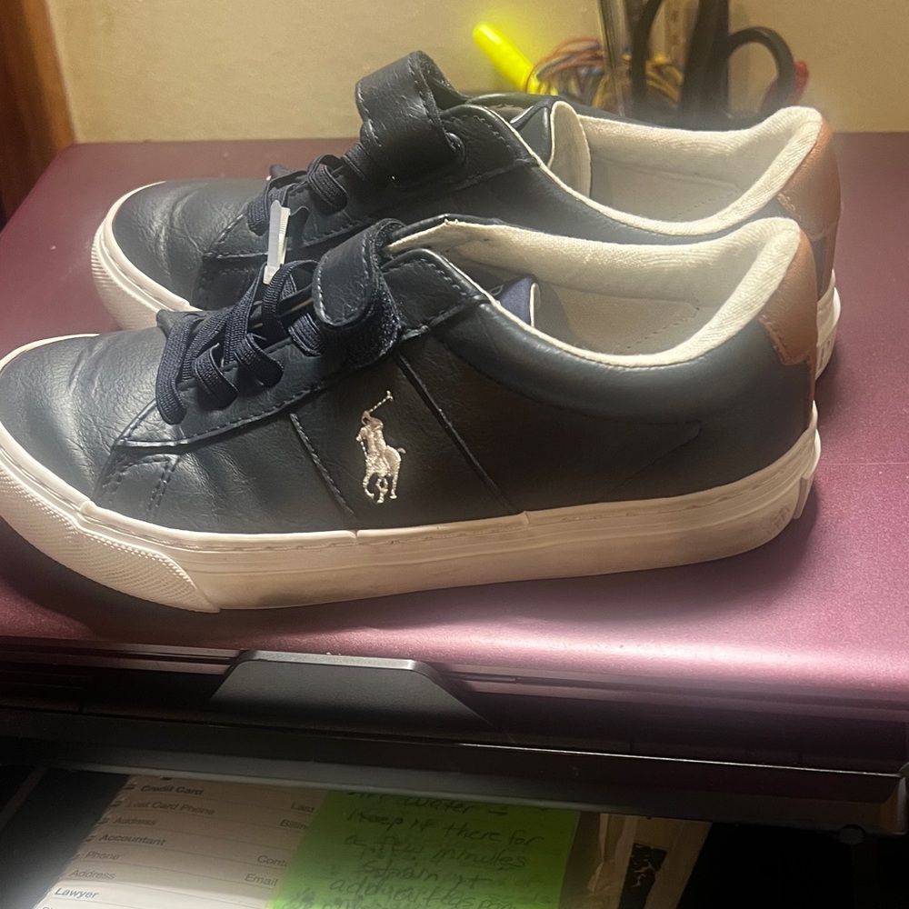 Polo by Ralph Lauren Men's Dark Blue and White Sneakers
